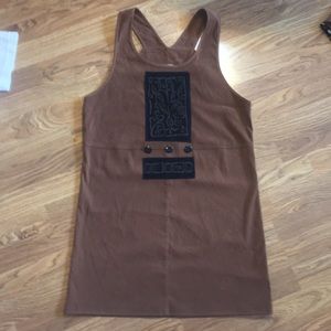 vintage suede overall dress